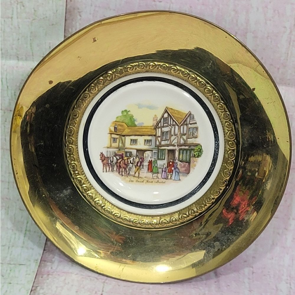 Brass Bone China Plate Wall Hanging